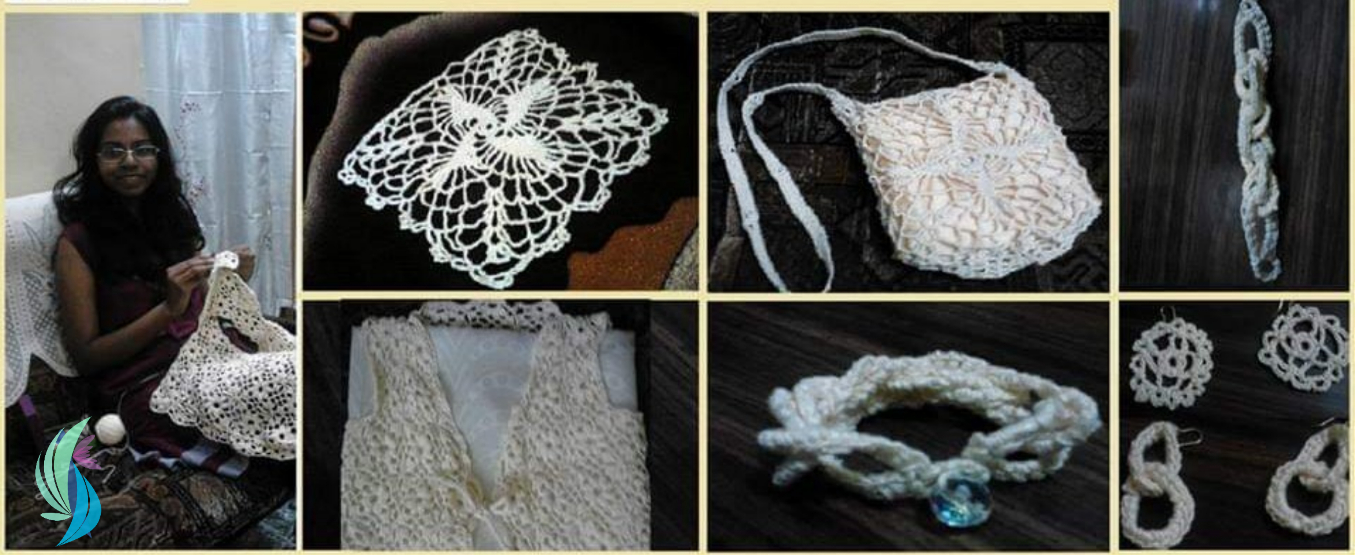 Making a crochet Coat, finished coat, bag, earing, bracelet
